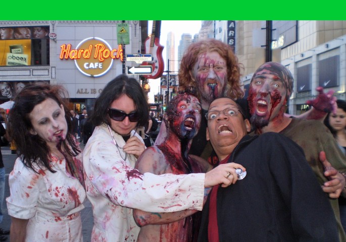 Greg Morton attacked by Zombies in Dundas Square in Toronto